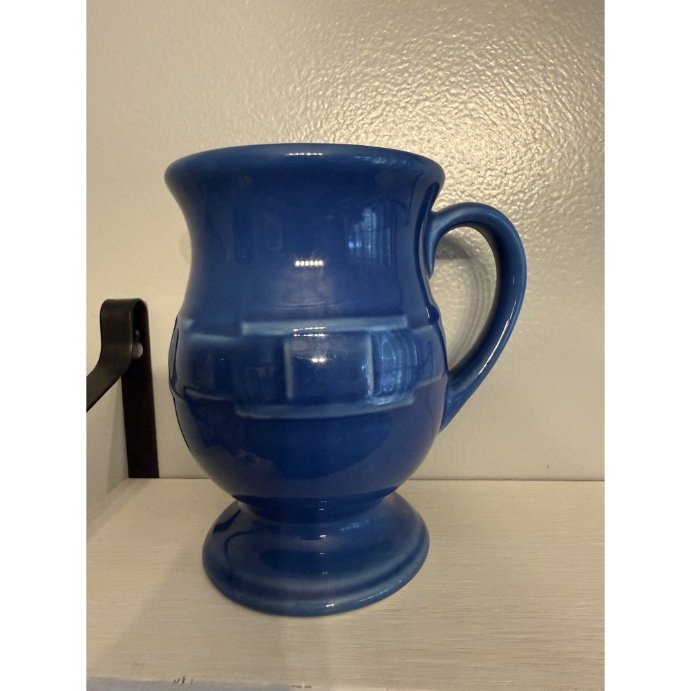 Longaberger Pottery Woven Traditions Grandmug footed Latte Mug Cornflower Blue
